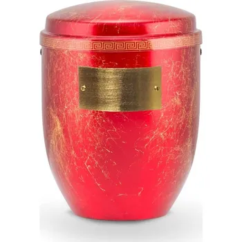 Smuteční dekorace Pohřební Hliníková urna na popel, h-klasik, hliník-červeno-zlatá, štítek č. 50, 100 x 50, bez výzdoby