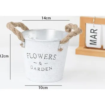 Kovový kryt s uchy z jutového provázku 14x12x10 cm BIELONA