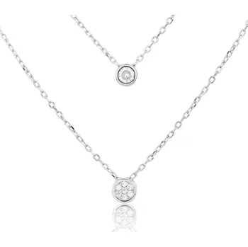 Náušnice JK Silver Stříbrný dvojitý řetízek s bílými zirkony - Stříbro 925