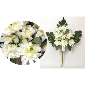 umělá květina Smíšená kytice LILIE, DALIE výška 50 cm (květina 9 cm) SMETANOVÁ