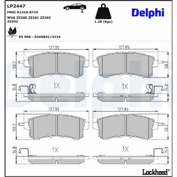 Brzdová destička Sada brzdových destiček, kotoučová brzda DELPHI LP2447