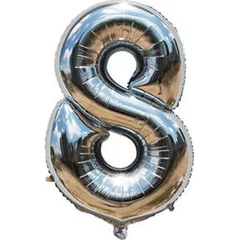 Balónek Fóliový balónek 82 cm-stříbrný číslo 8