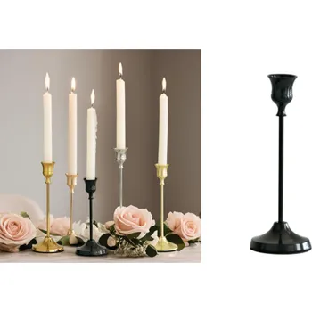 Svícen Kovový svícen ČERNÝ 3 ks 22 cm