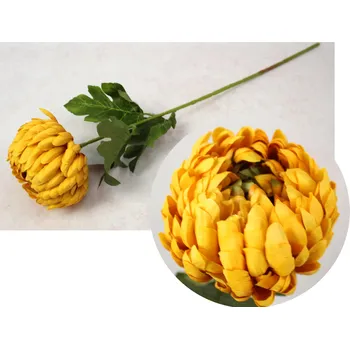umělá květina Květina CHRYZANTEMA ANANAS výška 69 cm (hlava 11x8 cm) ORANŽOVÁ se zeleným středem
