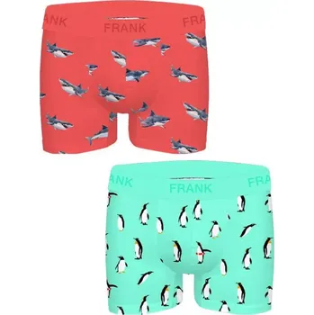 Boxerky Pánské boxerky John Frank JF2BFUN03 2 pack red-mint velikost L-50/52