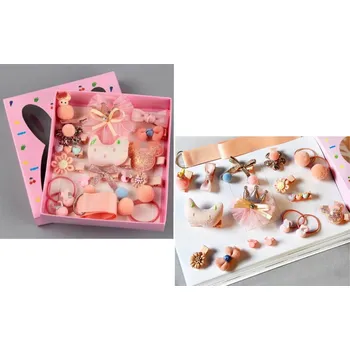 Sada ozdob, doplňků do vlasů 18 ks pudrově růžová