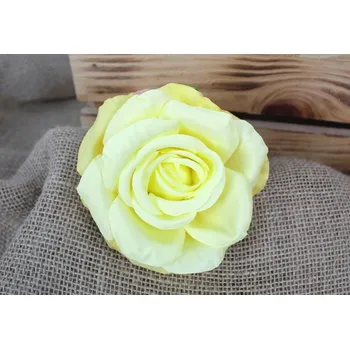 umělá květina Květinová hlavice RŮŽE 10 cm ŽLUTÁ