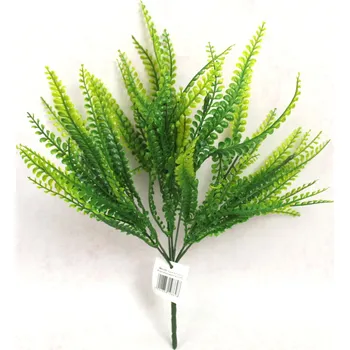 Buket silikonových listů výška 38 cm, 7 stonků ZELENÁ s jasným koncem - 1 ks