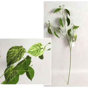 umělá květina Větvička ALOKAZJA výška 70 cm, 3 ramena ZELENÁ stínovaná