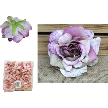 umělá květina Květinová hlava RŮŽE 11x5 cm FIALOVÁ (stínovaná, skvrnitá) - 1 ks