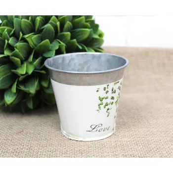 Kulatý kovový kryt 9x8 cm – ZELENÉ LÍSTKY LOVE