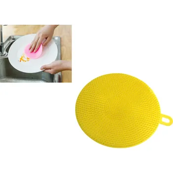 Myčka nádobí Myčka, silikonová houbička kulatá ŽLUTÁ 10 cm - 1 ks
