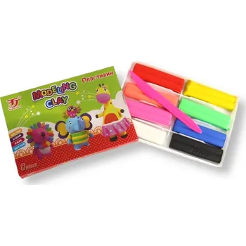 Modelovací hmota Modelína 8 barev s nožem v kartonu 16x10,5x2 cm