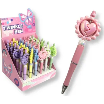 Perleťové pero SERCE s černou náplní 0,7 mm 14 cm MIX BAREV