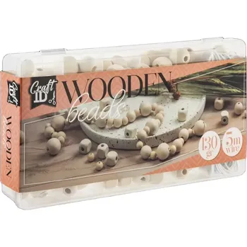 Dětské navlékací korálky Sada dřevěných korálků s vlascem v organizéru