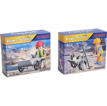 Figurka Figurka dělník s kolečkem stavebnice 8,5 cm