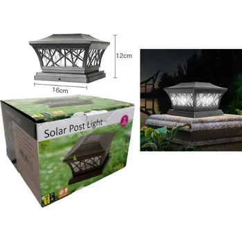Venkovní osvětlení Solární lampa, zahradní na sloupek, plot 16x12 cm ČERNÁ
