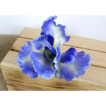umělá květina z Květinová hlava IRYS 17 cm MODRÁ