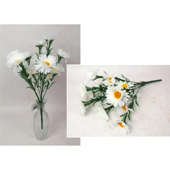 umělá květina Kytice GERBERA výška 42 cm, 7 stonků (14 květů 8x2 cm) BÍLÁ