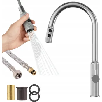 Vodovodní baterie Kuchyňská baterie chromová s vytahovací sprcha Stojánková vodovodní baterie LUNA 2 funkce