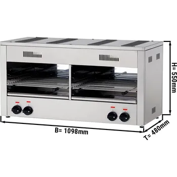 Pec na pizzu G.Gastro Pita trouba / Salamander infračervená se 4 hořáky - 1,098 m | Trouba na gratinování | Topinkovač | Pečicí gril | Dvoukomorový | Plyn | Infračervený | Gastro