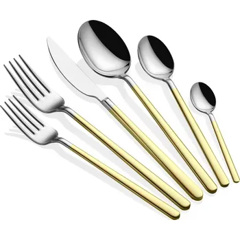 Příbor Hermia Concept, Allegra - Gold, Silver, sada příborů (36dílná), zlatá, 100 % NEREZOVÁ OCEL, 21,6 cm | 645DRM1216