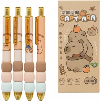 Gelové pero KAPIBARA 13,5 cm s protiskluzovým krytem, sada 4 ks