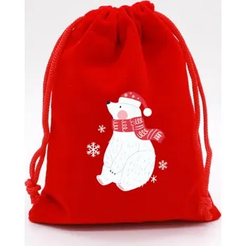 Vánoční dekorace Santa Clausův pytel na dárky 16x10 cm POLÁRNÍ MEDVĚD