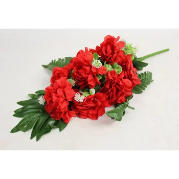 umělá květina Kytice RŮŽE s doplňky výška 48 cm, 9 stonků (9 květů) ČERVENÁ