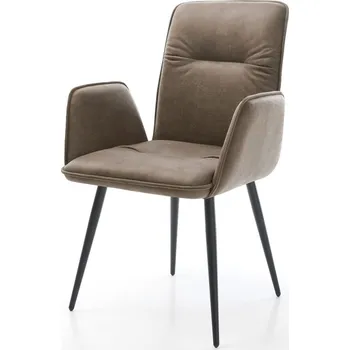 Jídelní židle DELIFE Jídelní židle Vinja-Flex mikrovlákno taupe vintage 4-nohá zúžená černá