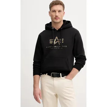 Pánské oblečení Mikina Alpha Industries Basic Hoodie BL Effect Print 178312EP černá 99X, vel. S
