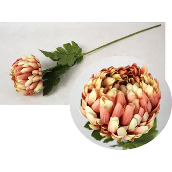 umělá květina Květina CHRYZANTEMA ANANAS výška 69 cm (hlava 11x8 cm) KORALOWA