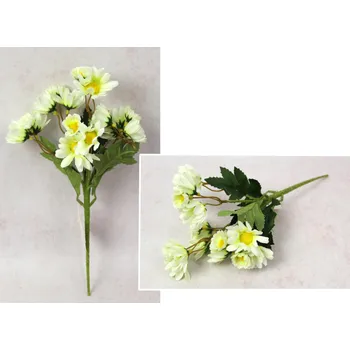 umělá květina Kytice GERBERA výška 32 cm, 5 stonků (15 květů 4-2,5 cm) ECRU s citronovým středem