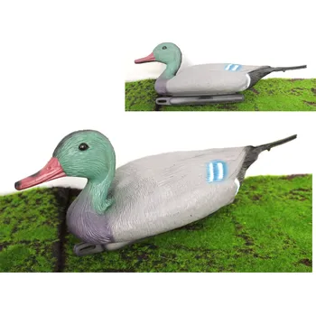 umělá květina Umělý pták – plastová KAČKA 48x15x14 cm ŠEDOZELENÁ