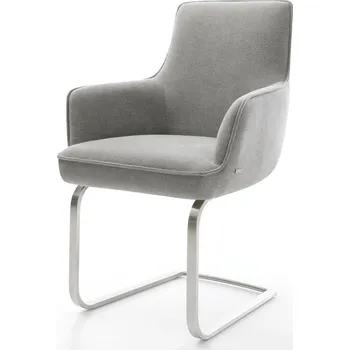Jídelní židle DELIFE Jídelní židle Heira-Flex s područkami strukturovaná látka Měkký šedá jídelní židle plochá nerezová ocel taštičkové pružiny