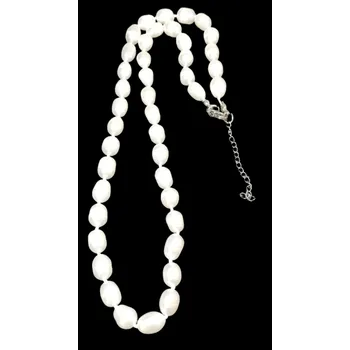 Náhrdelník Říční perly, velké oválky 10-11 mm s chirurgickou ocelí (obvod cca 50 cm)