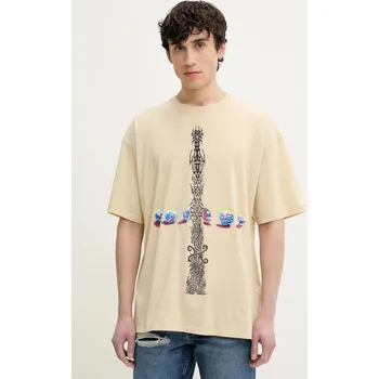 Pánské tričko Bavlněné tričko Diesel T-BOXT-R4 T-SHIRT A16208.0DRAM béžová 08X, vel. S