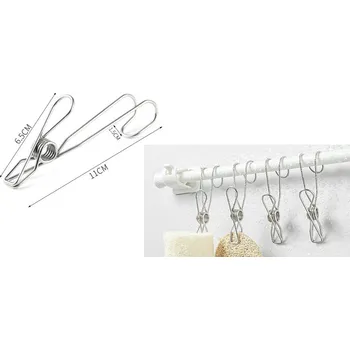 Věšák Kovový háček s přezkou 11x6,5x1,5 cm – sada 6 ks