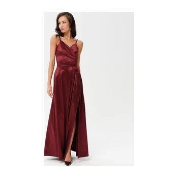 Dámské šaty Roco Fashion Večerní šaty Salma Bordó Slim Fit 42