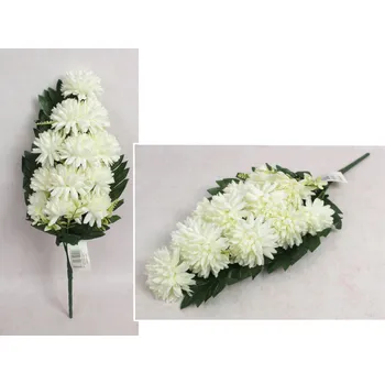 umělá květina Kytice CHRYZANTEMA s doplňky výška 50 cm, 12 stonků (12 květů 8x4 cm) BÍLÁ