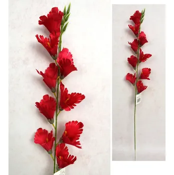 umělá květina Květina MALVA výška 80 cm (10 květů 8 cm) ČERVENÁ