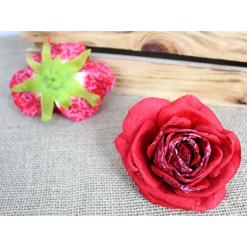 umělá květina Květina RŮŽE sušená skvrnitá 10x6,5 cm ČERVENÁ