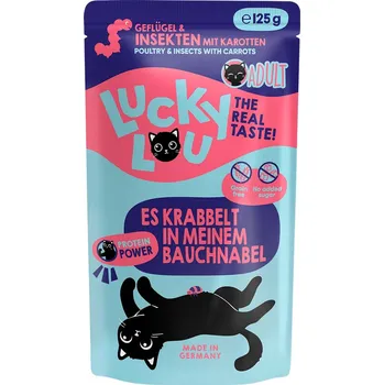 Krmivo pro kočku Lucky Lou Lifestage Adult drůbež a hmyz 16 × 125 g