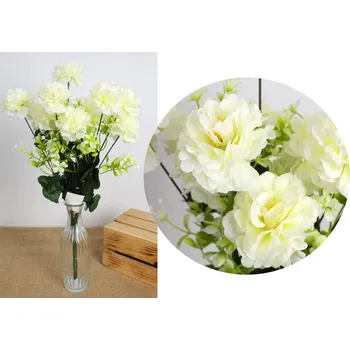 umělá květina Kytice DALIA výška 48 cm 11 stonků (11 květů 7 cm) SMETANOVÁ