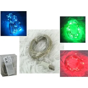 Vánoční dekorace USB světla 50 LED 6,5 m - MIX (červená, zelená, modrá)
