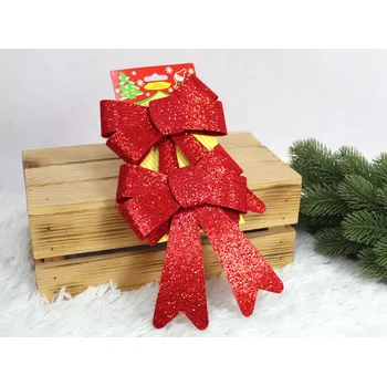 Vánoční dekorace Vánoční mašle 19x14 cm ČERVENÉ sada 2 ks