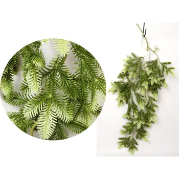 umělá květina Silikonová větvička PE BOROVICE převislá 80 cm ZELENÁ světlé konce