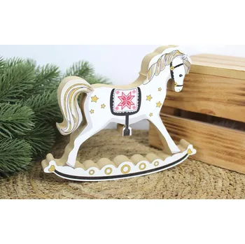 Vánoční dekorace mdf Dekorace Houpací koník střední 18x14x2 cm