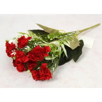 umělá květina Kytice KARÉTKY výška 32 cm, 5 stonků (15 květů 3x1 cm) ČERVENÁ