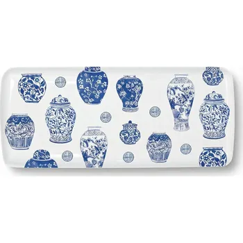 Obdélníková etažérka EASY LIFE 26,5 × 11,5 cm bílo-modrá